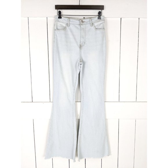 90s vintage light blue flare high rise denim jeans - Picture 2 of 6